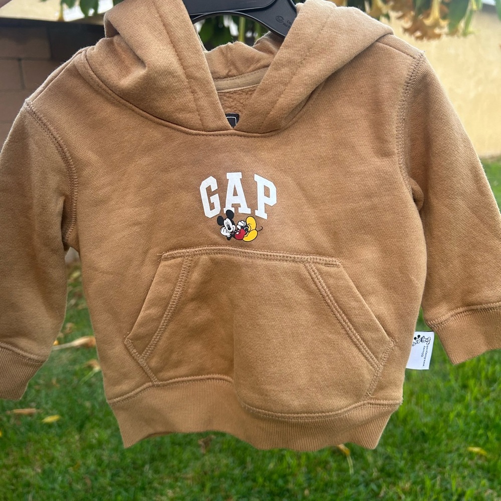 GAP x Disney infant fleece  Tan Hoodie with Mickey Mouse Design